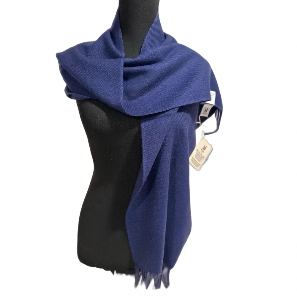 100% Pure 4-Ply ChyangraPashmina Cashmere Scarf Handmade Nepal COA NWT ROYALBLUE